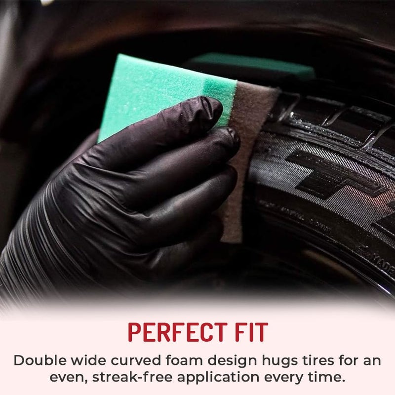 Hi-Tech Tire Dressing Applicator 12 Pack - Durable and Reusable, Contoured Tire Shine and Dressing Sponge for Your Car's Wheels - Image 3